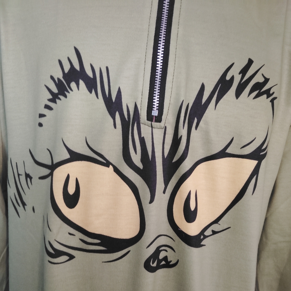 Grinchy Green Pullover with Yellow Eyes Design Sz 2XL - Picture 6 of 8